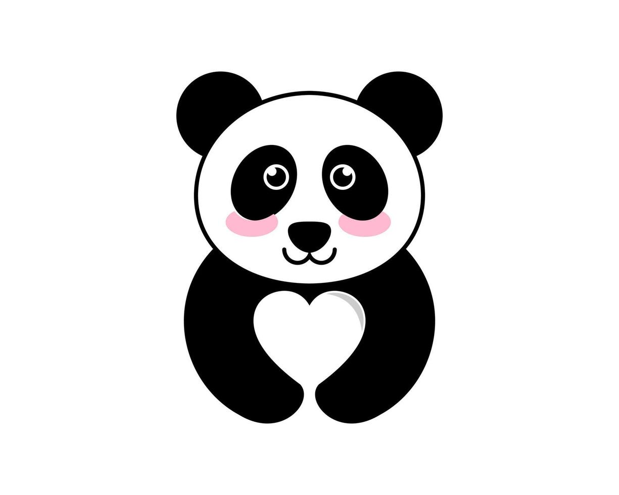 Cute female panda with love shape on hand vector
