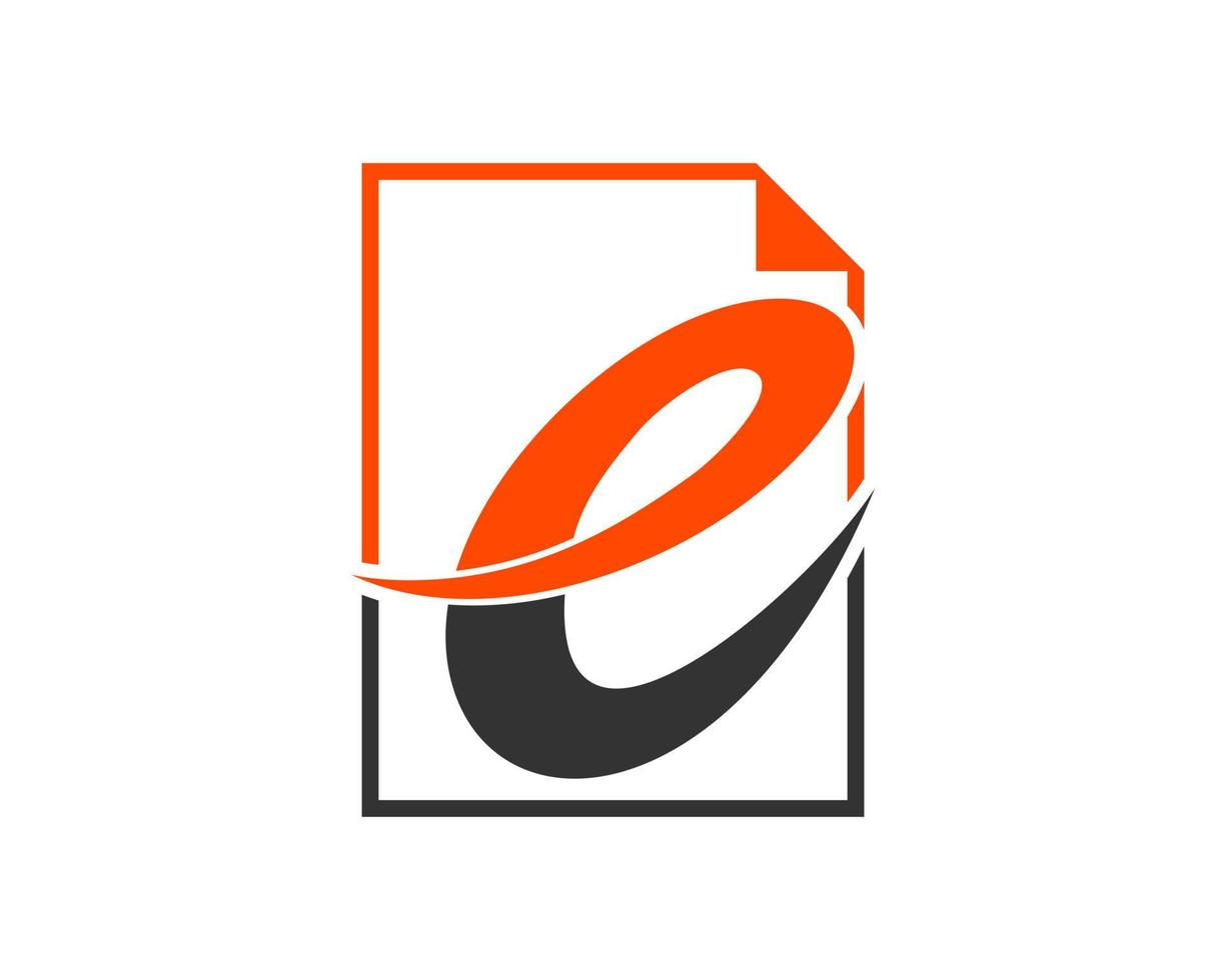 Simple paper document with E letter initial inside vector
