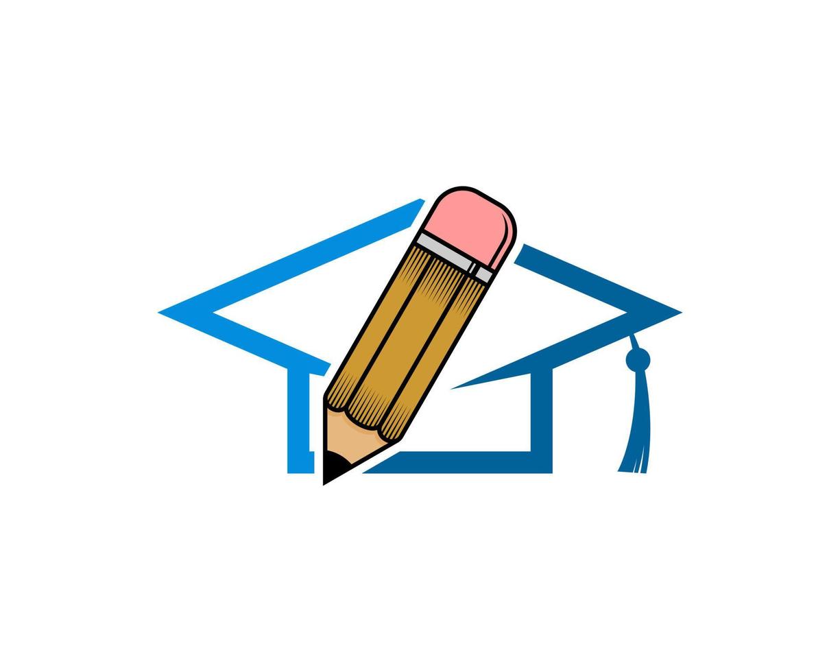 Simple graduation hat with pencil inside vector
