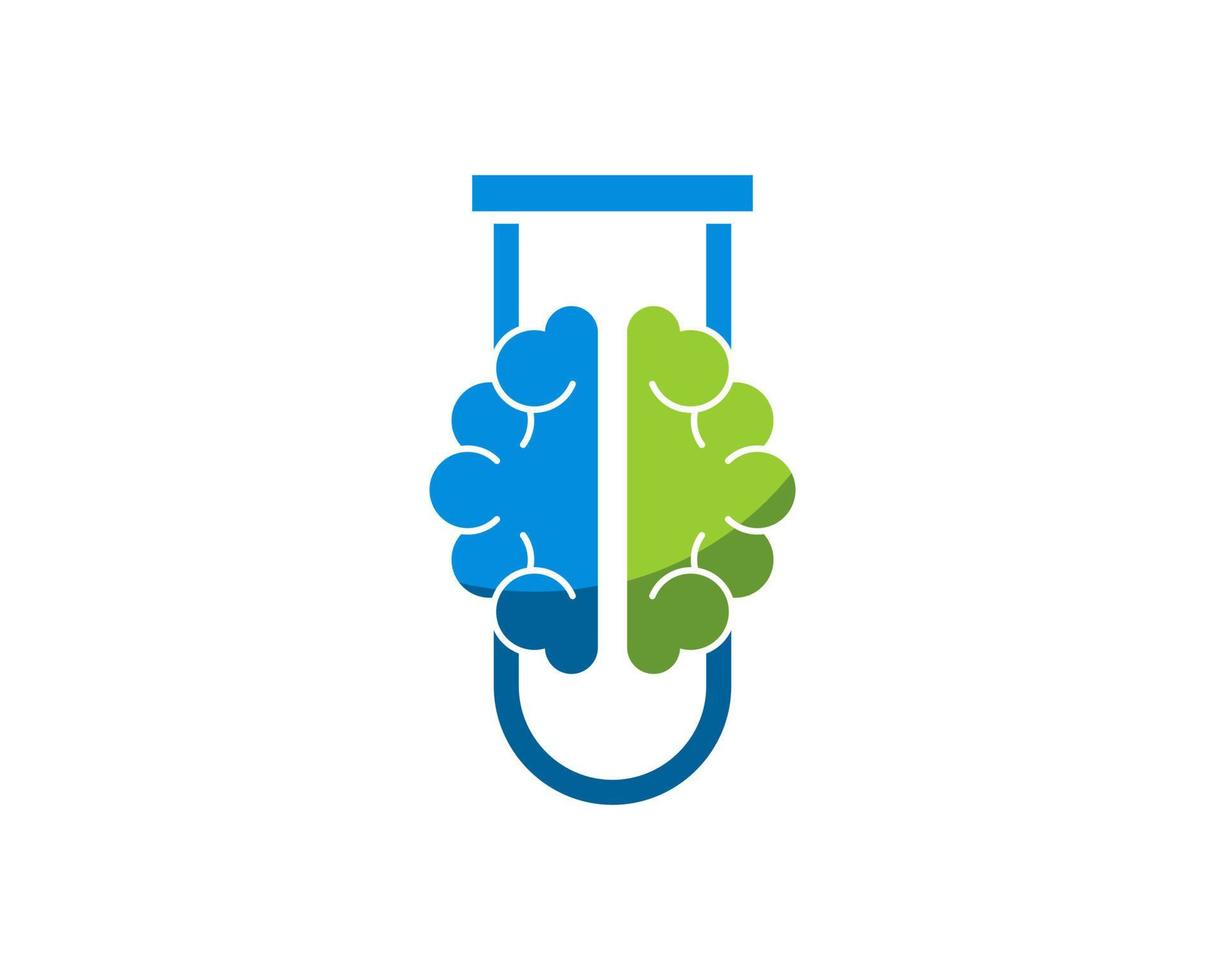 Simple bottle laboratory with brain inside vector