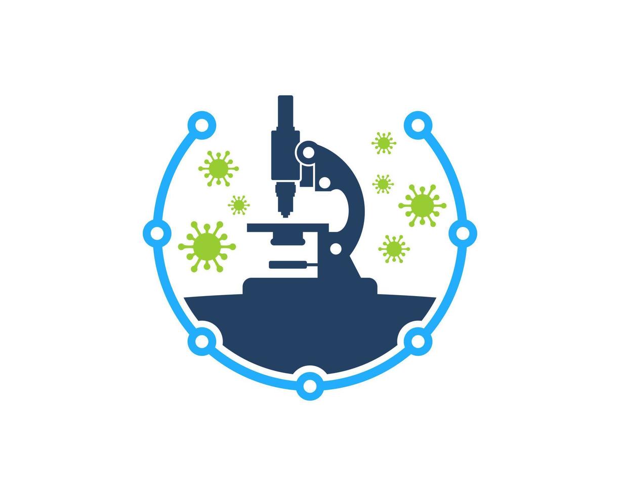 Tecnología de circuito circular con virus microscopio. vector