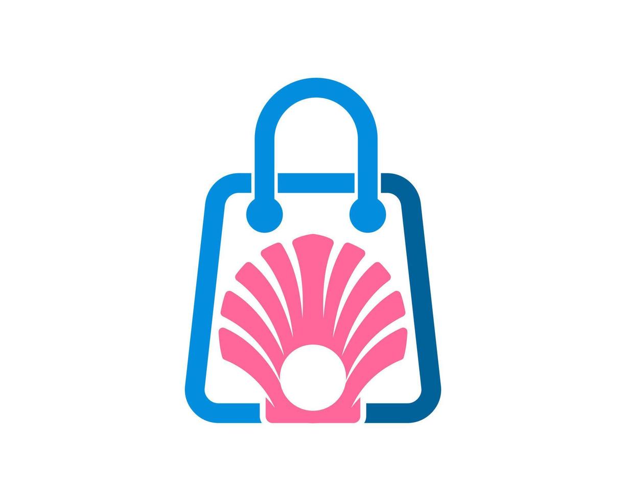 Simple paper bag with pinky clams inside vector