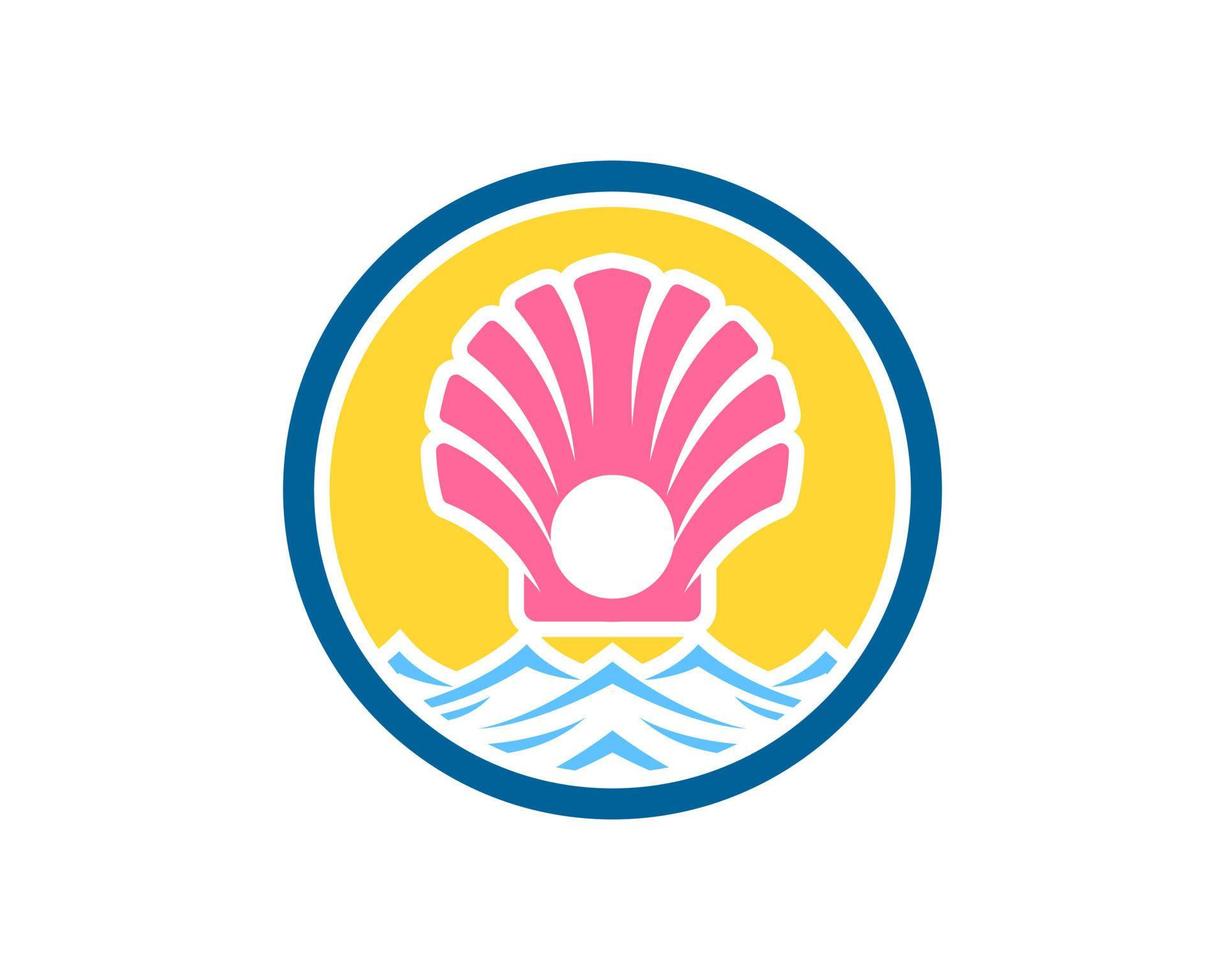Circle shape with pinky clams on the top of beach vector