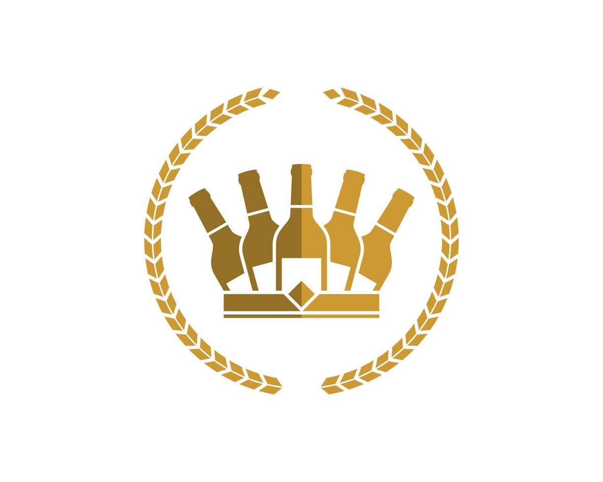 Circular wheat with luxury crown wine inside vector