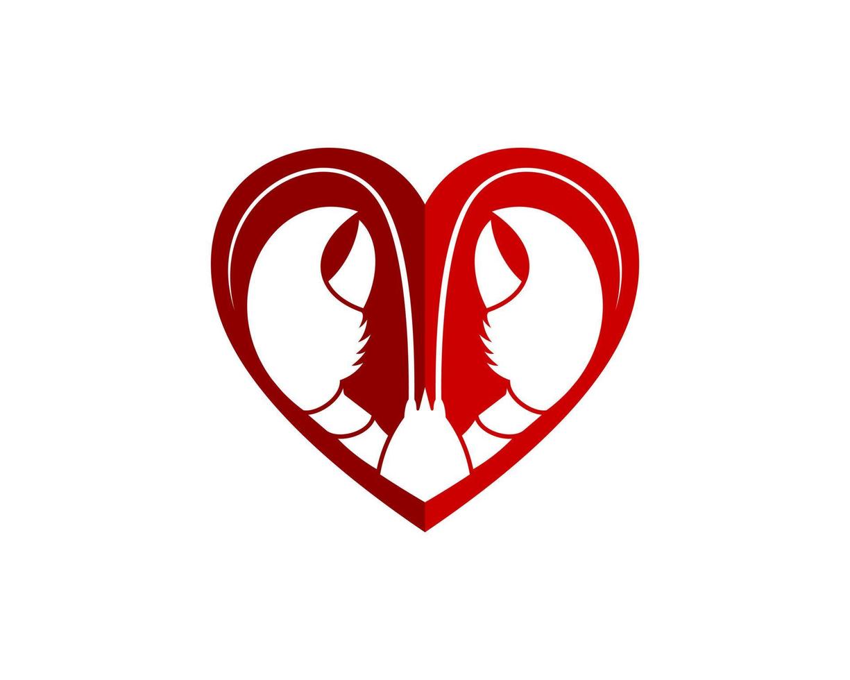 Simple love shape with big lobster inside vector
