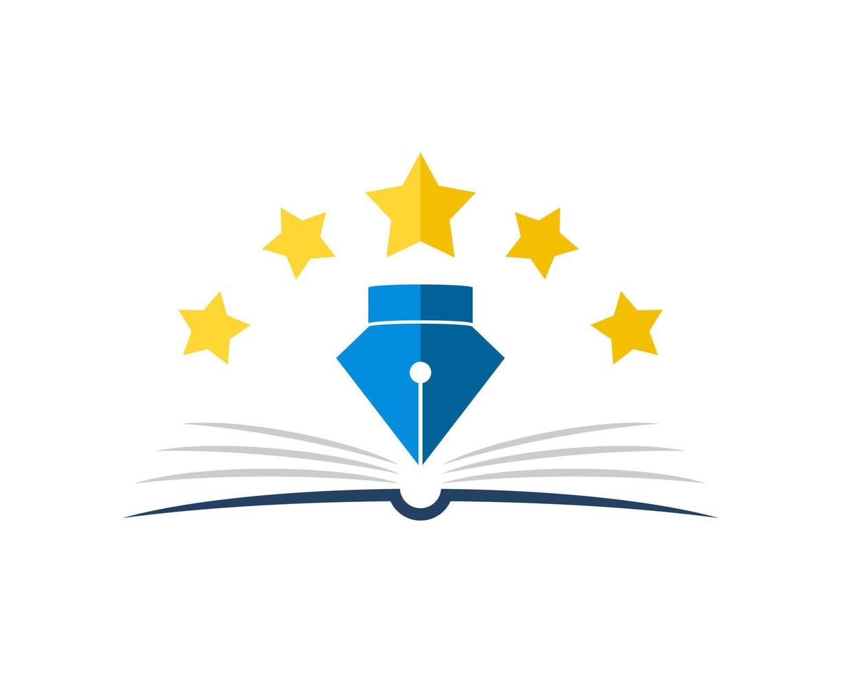 Abstract opened book with pen writer and star on the top vector