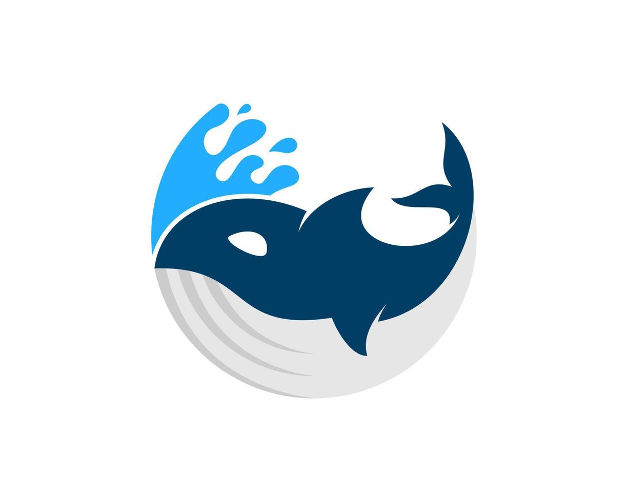 Circular jumping whale with abstract beach wave vector