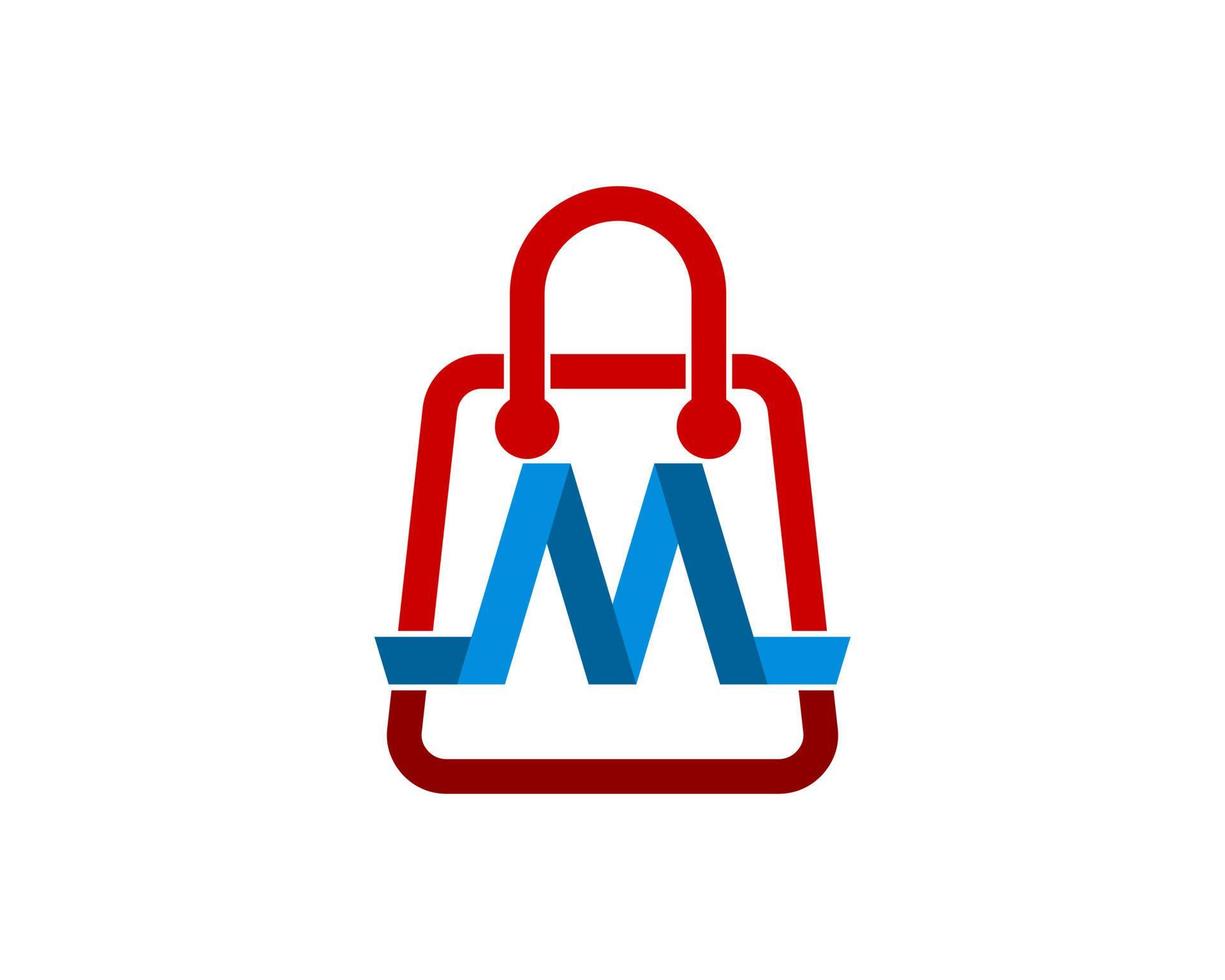 Simple shopping paper bag with M letter initial inside vector