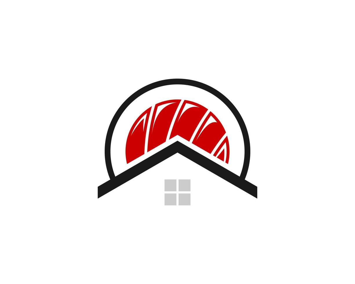casa sencilla con sushi japonés en la parte superior vector