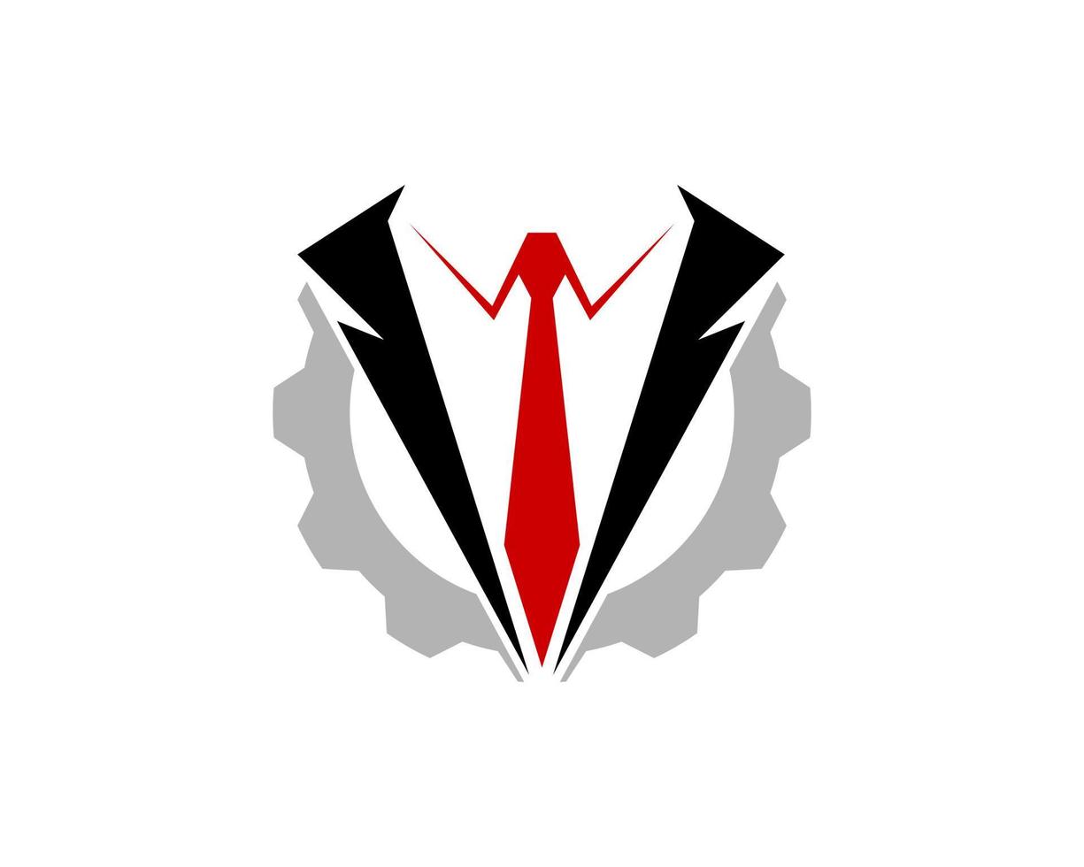 Mechanical gear with black tuxedo and red tie vector