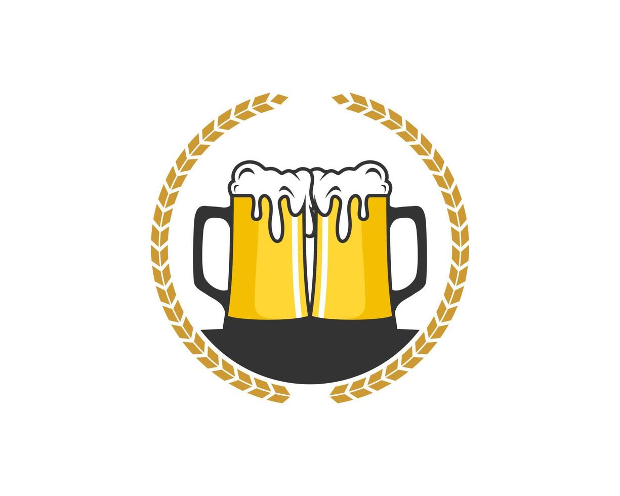 Circular wheat with double glass of beer vector