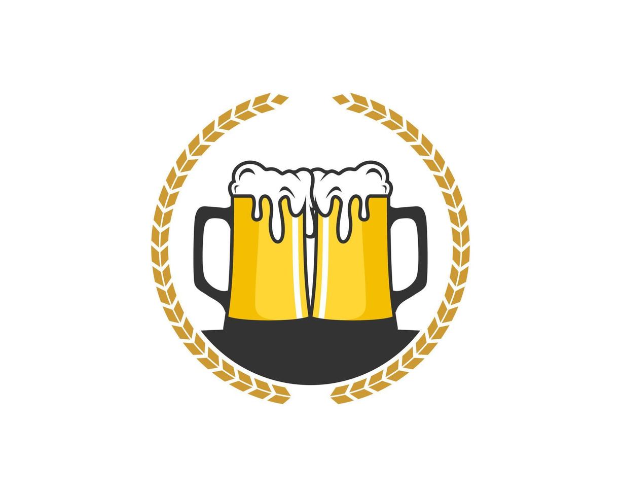 Circular wheat with double glass of beer vector