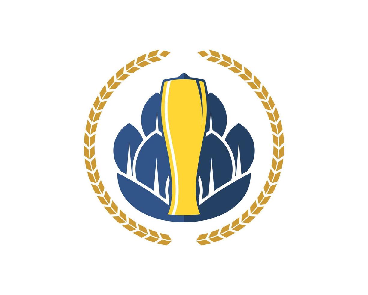Circular wheat with beer glass and brewery inside vector