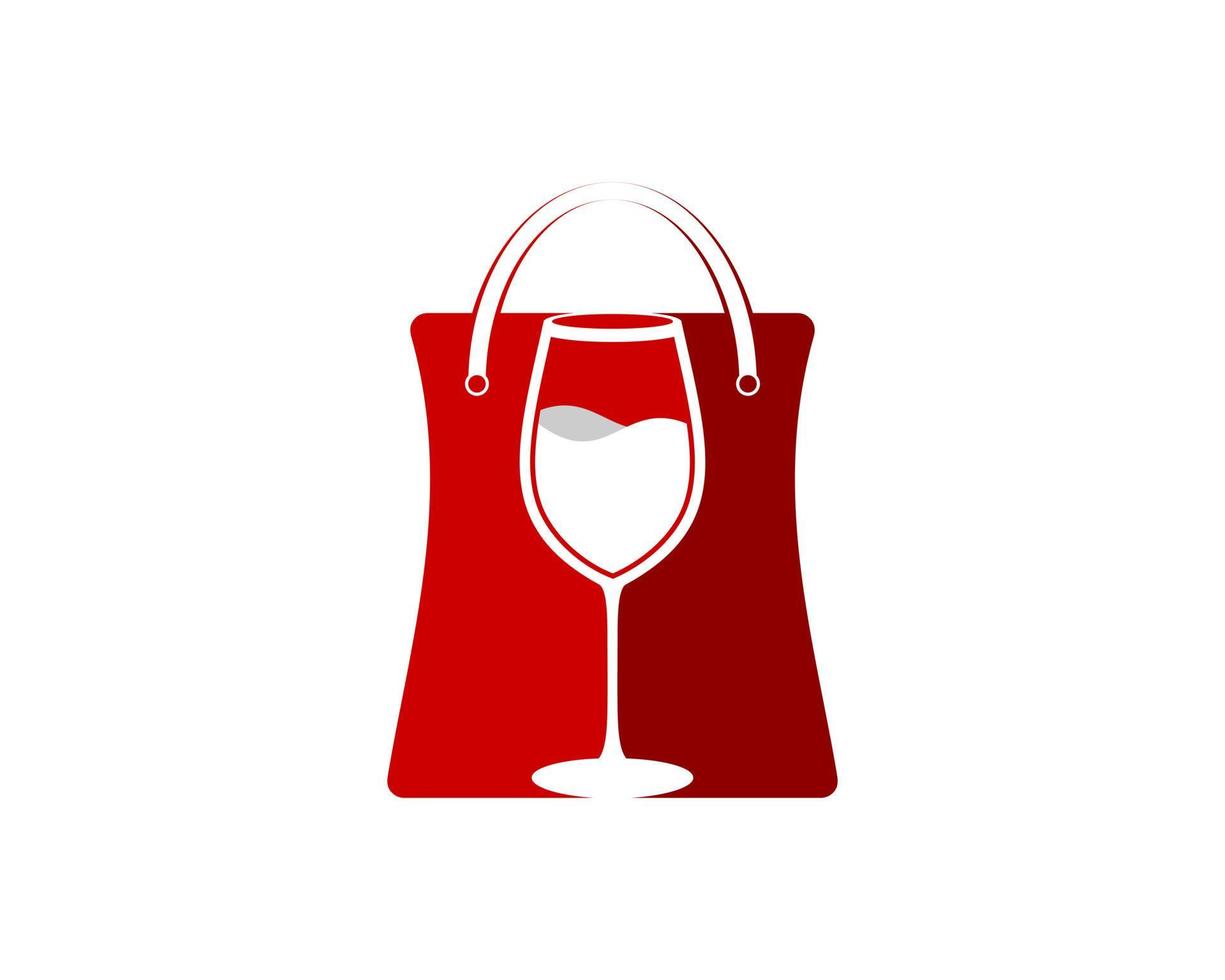 Shopping paper bag with glass wine inside vector