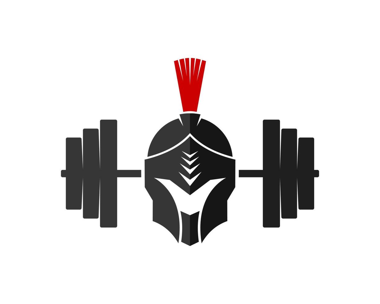 Gym barbel with spartan helmet inside vector