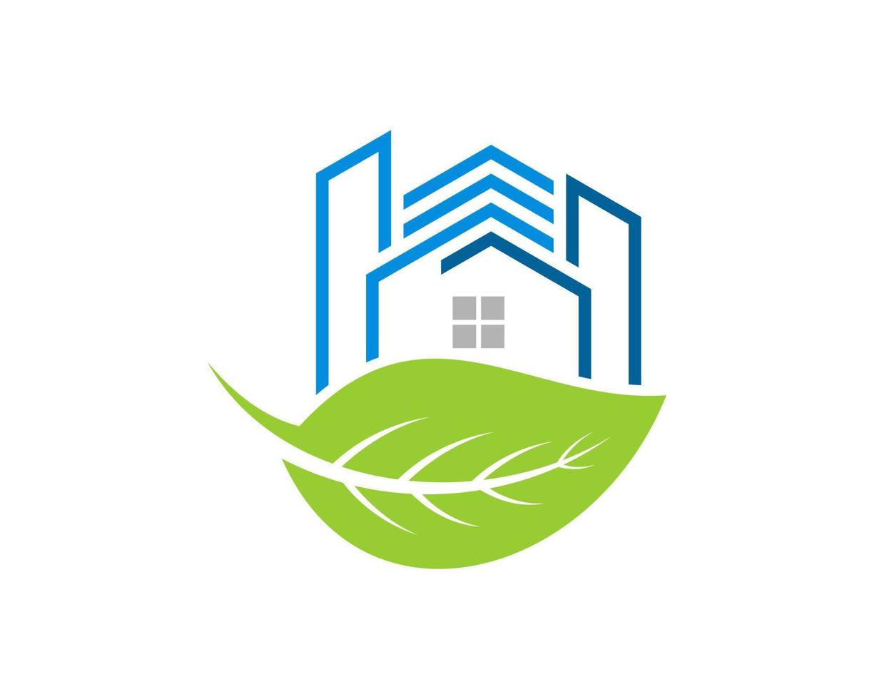 Nature leaf with modern building inside vector