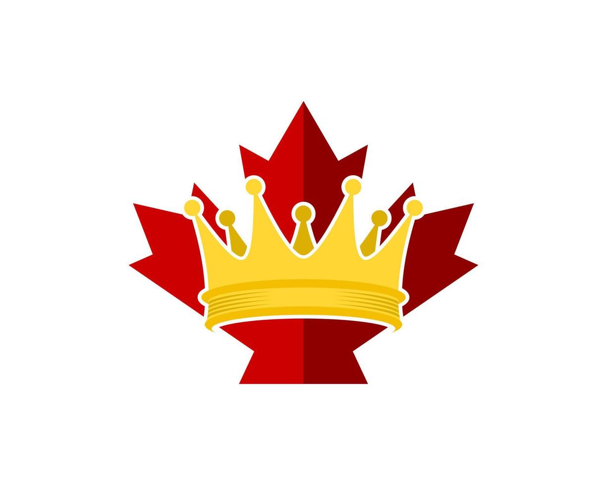 Red maple leaf with luxury crown inside vector