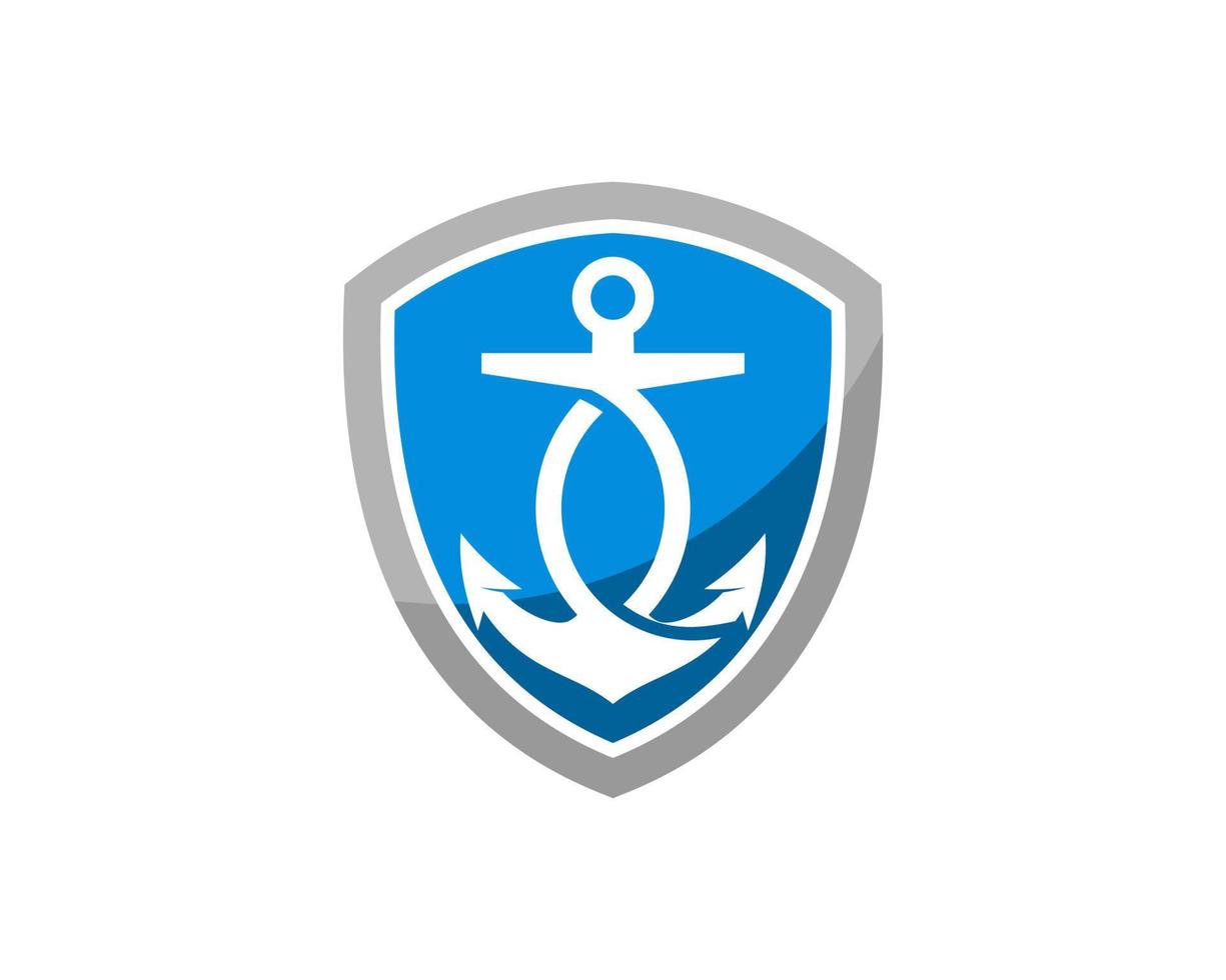 Simple shield with abstract nautical anchor inside vector