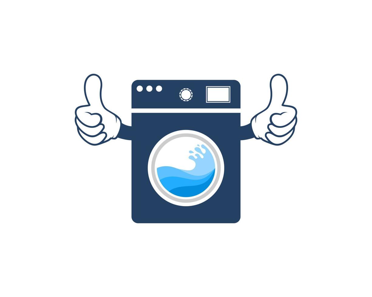 Modern washing machine with OK hand vector