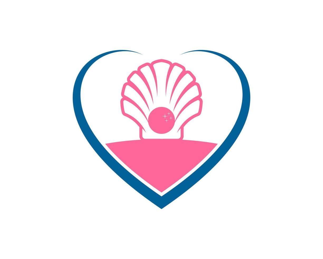 Abstract love shape with pinky clams inside vector