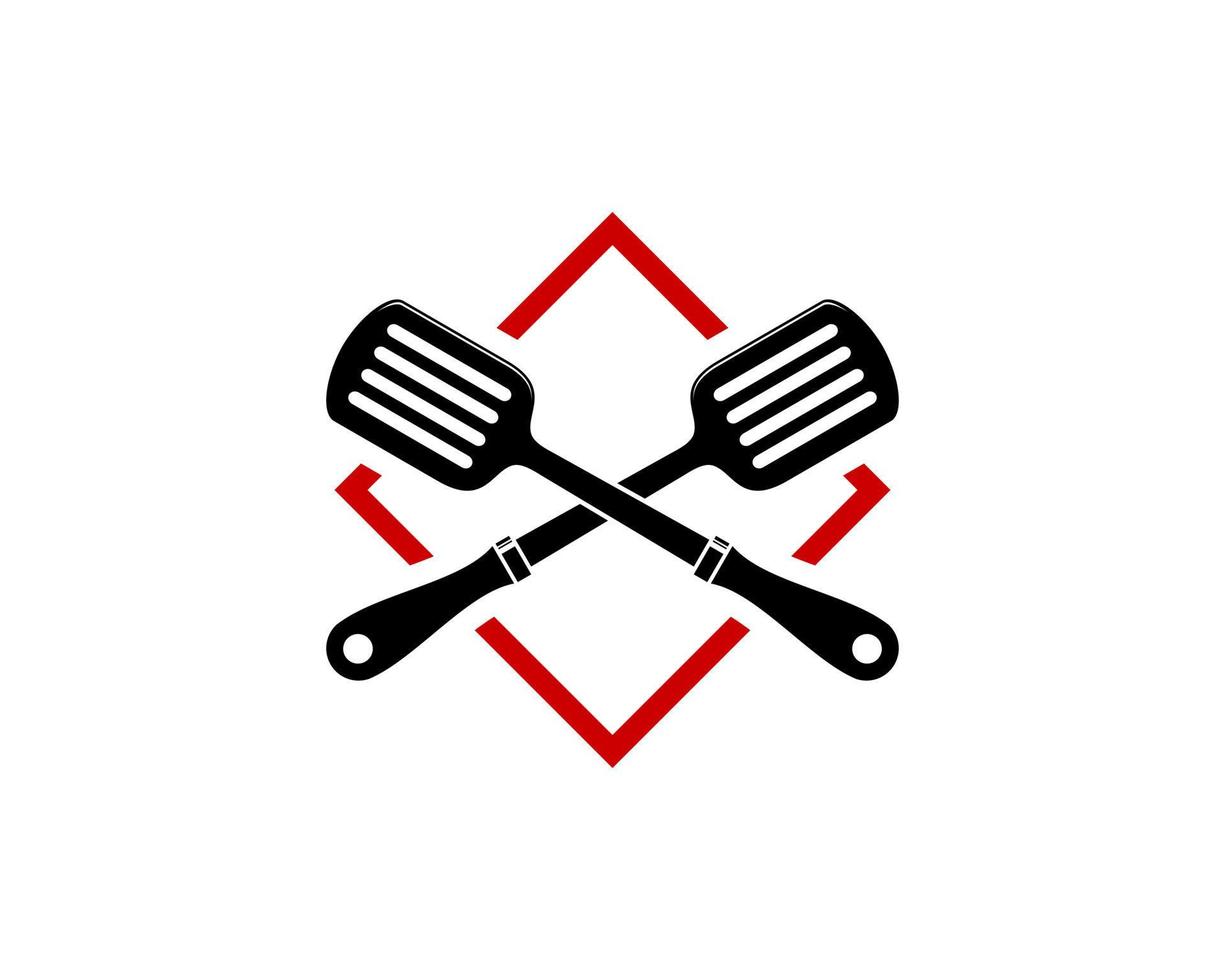 Square shape with cross spatula inside vector