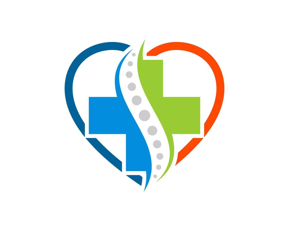 Simple love shape with medical cross and chiropractic inside vector