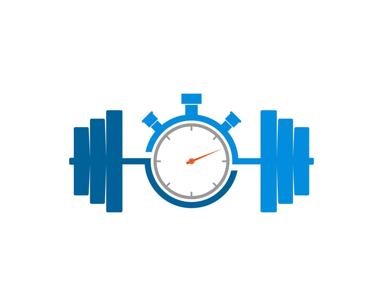 Gym barbell with modern stopwatch inside vector