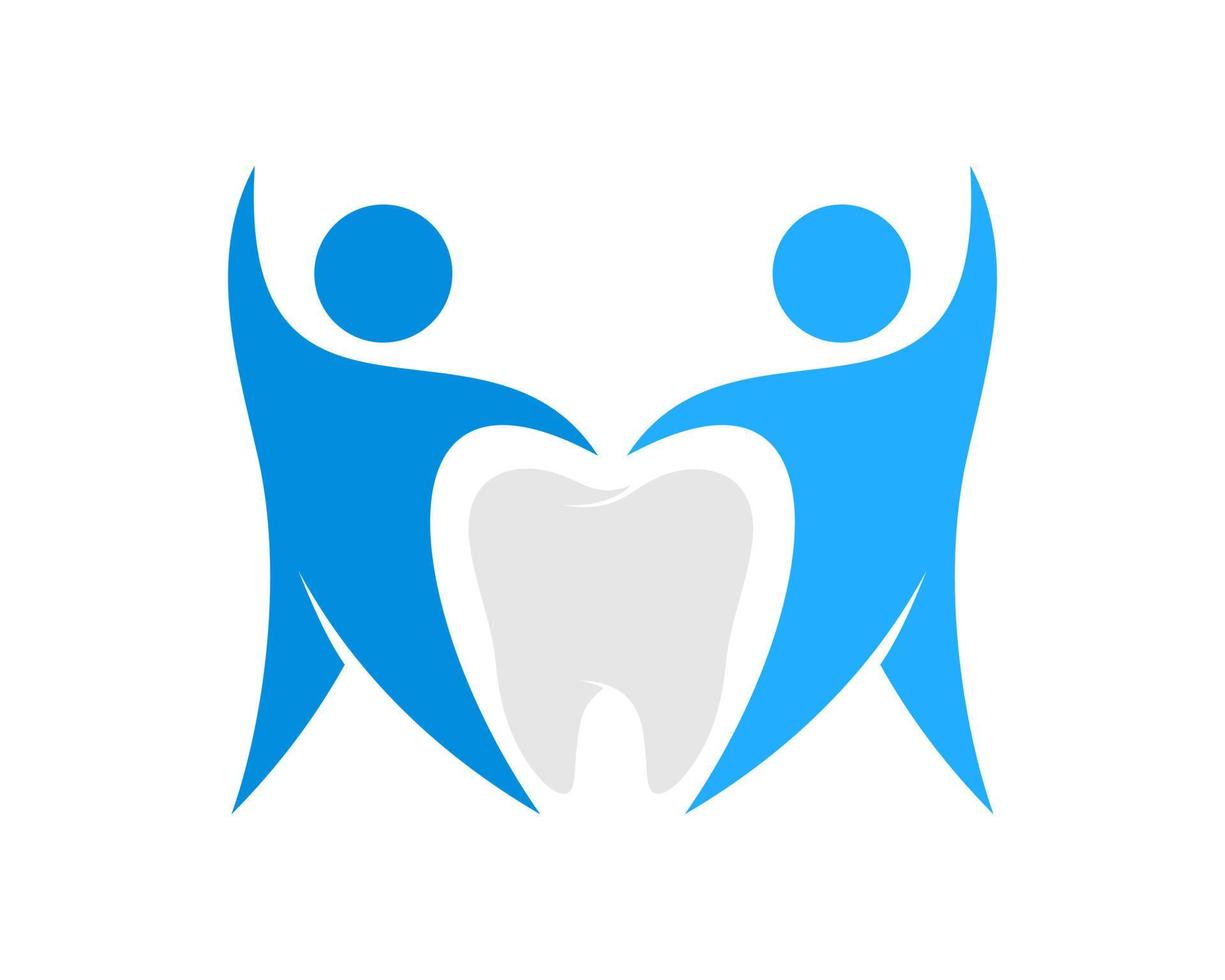 Twin healthy people with healthy tooth inside vector