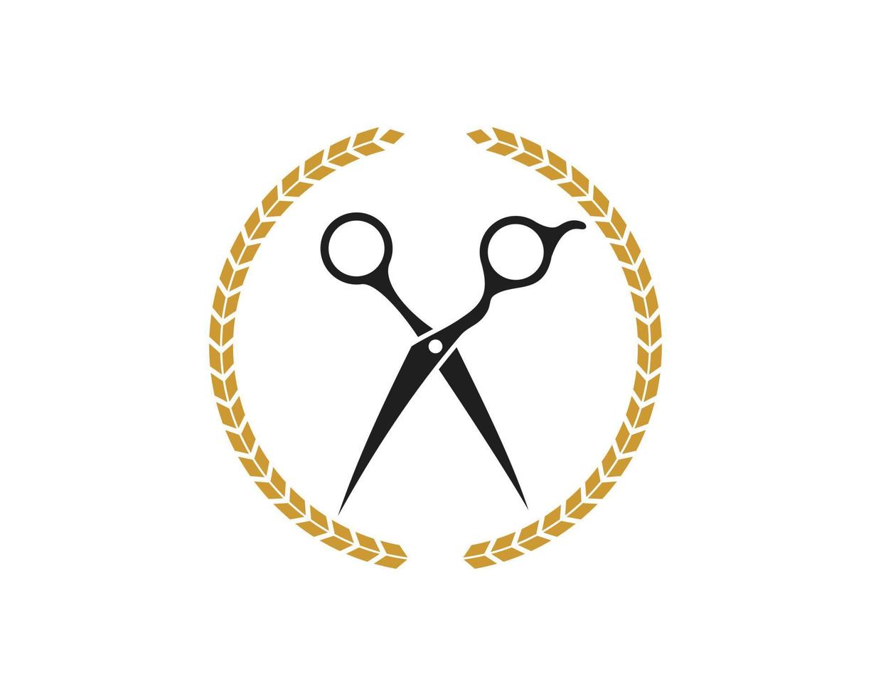 Circular wheat with hair cut scissors inside vector