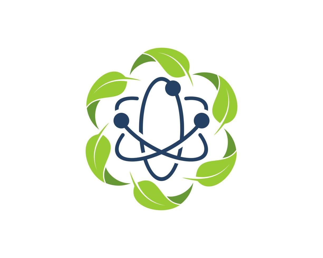 Circular nature leaf with Atom symbol inside vector