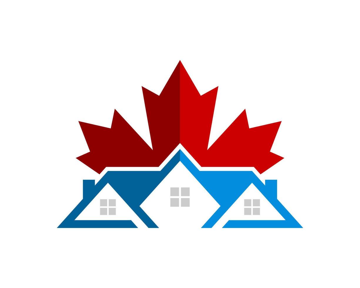 Modern real estate house with red maple leaf on the top 4890554 Vector