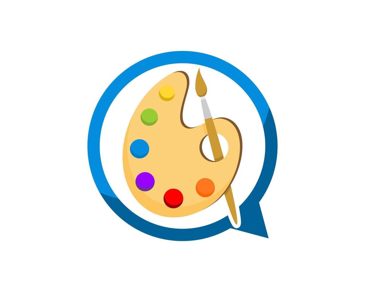 Simple bubble chat with color palette for drawing inside vector