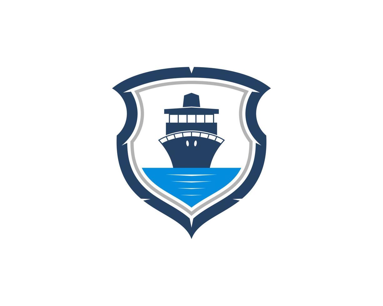 Abstract shield with cruise ship in the sea vector