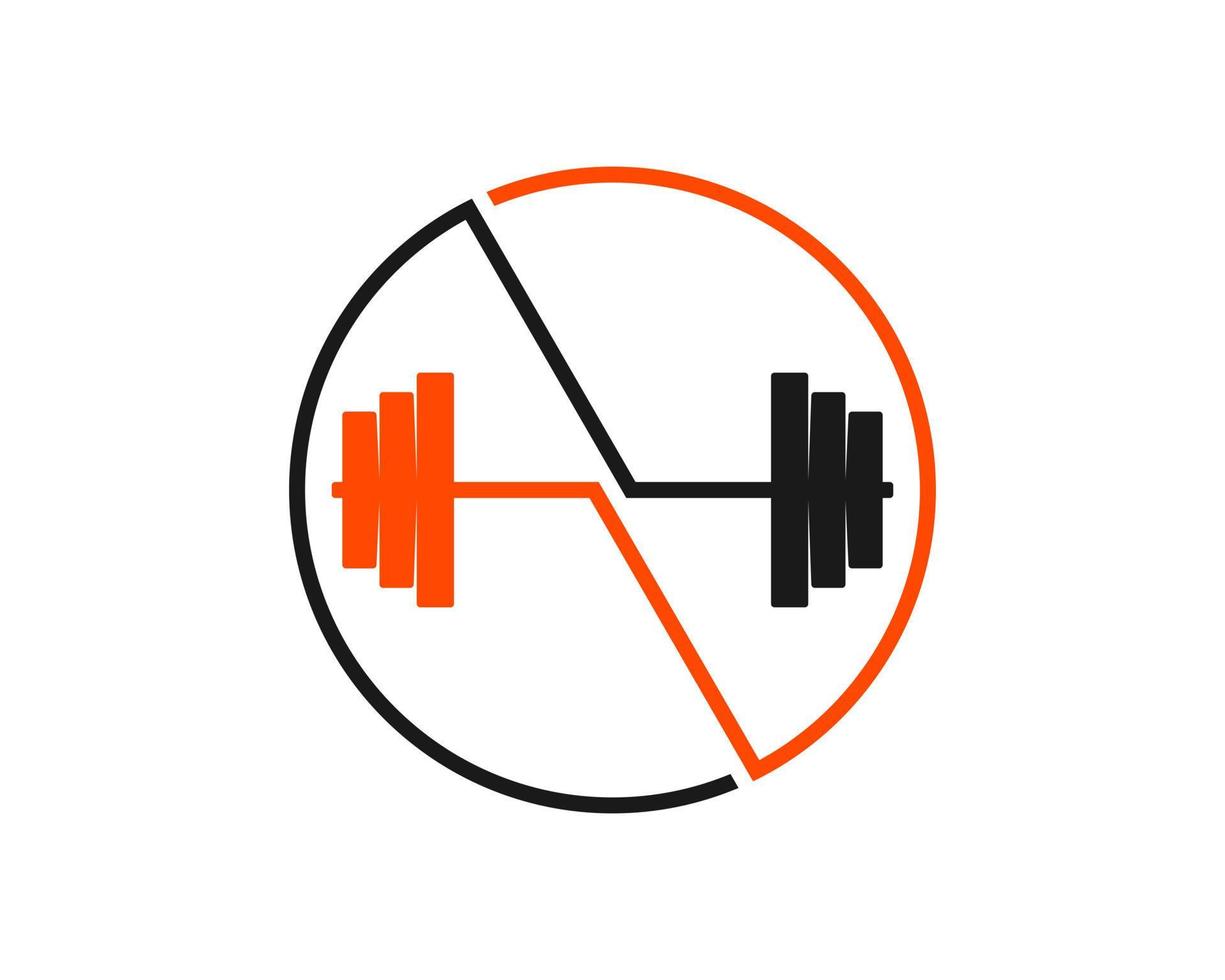 Circle shape with abstract gym barbell inside vector