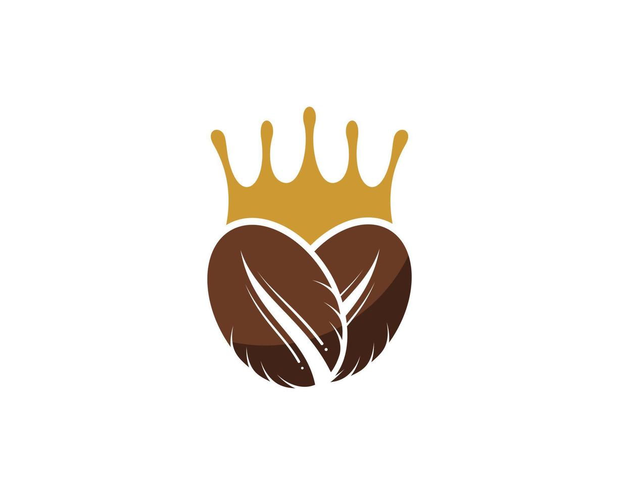 Twin coffee beans with luxury crown on the top vector