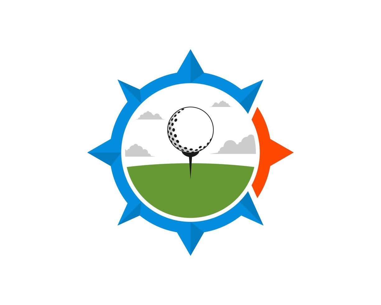 Modern compass with golf ball in the field vector