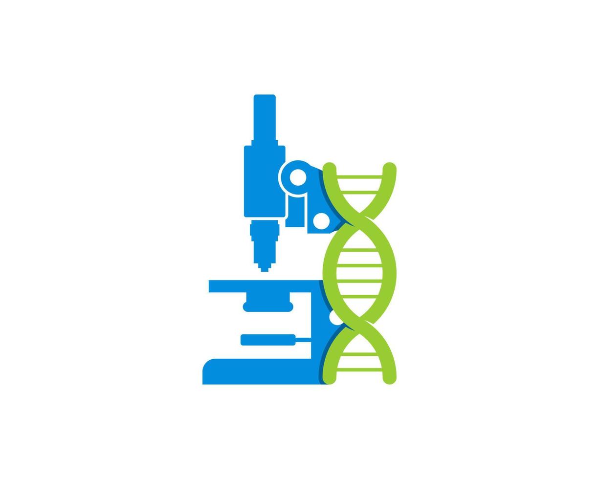 Microscopio de laboratorio con símbolo de adn vector