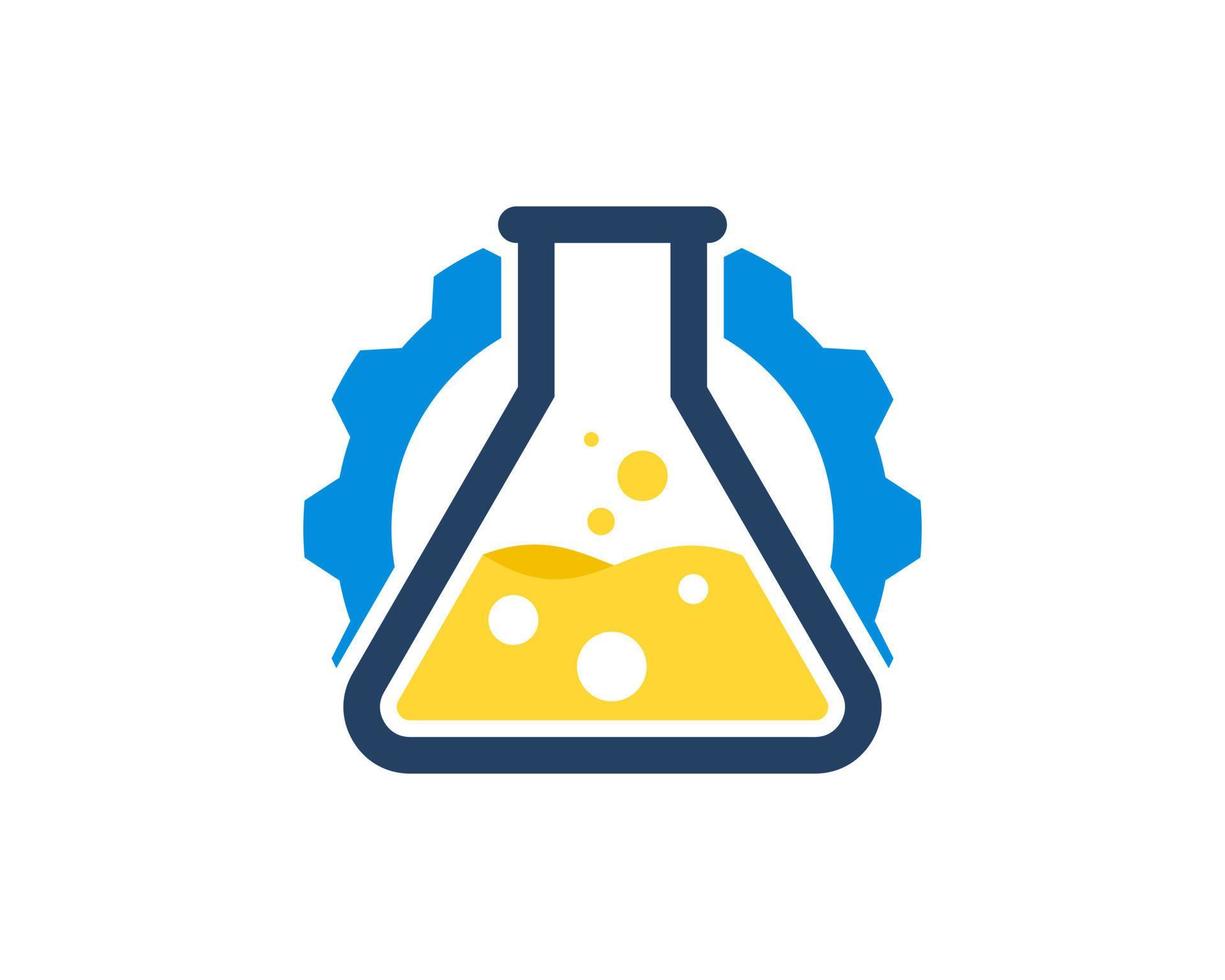 mechanical gear with triangle bottle laboratory vector