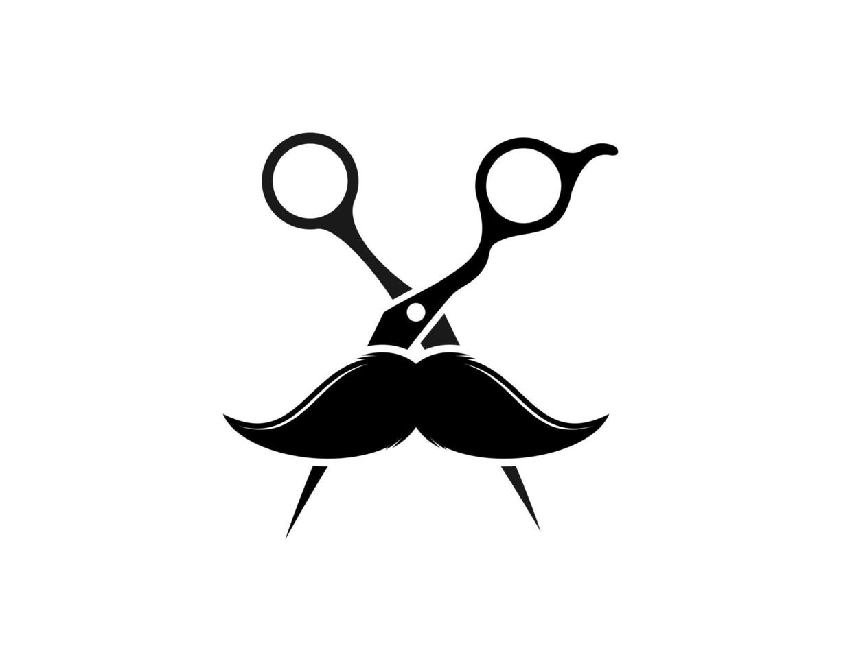 Hair cut scissors with mustache inside vector