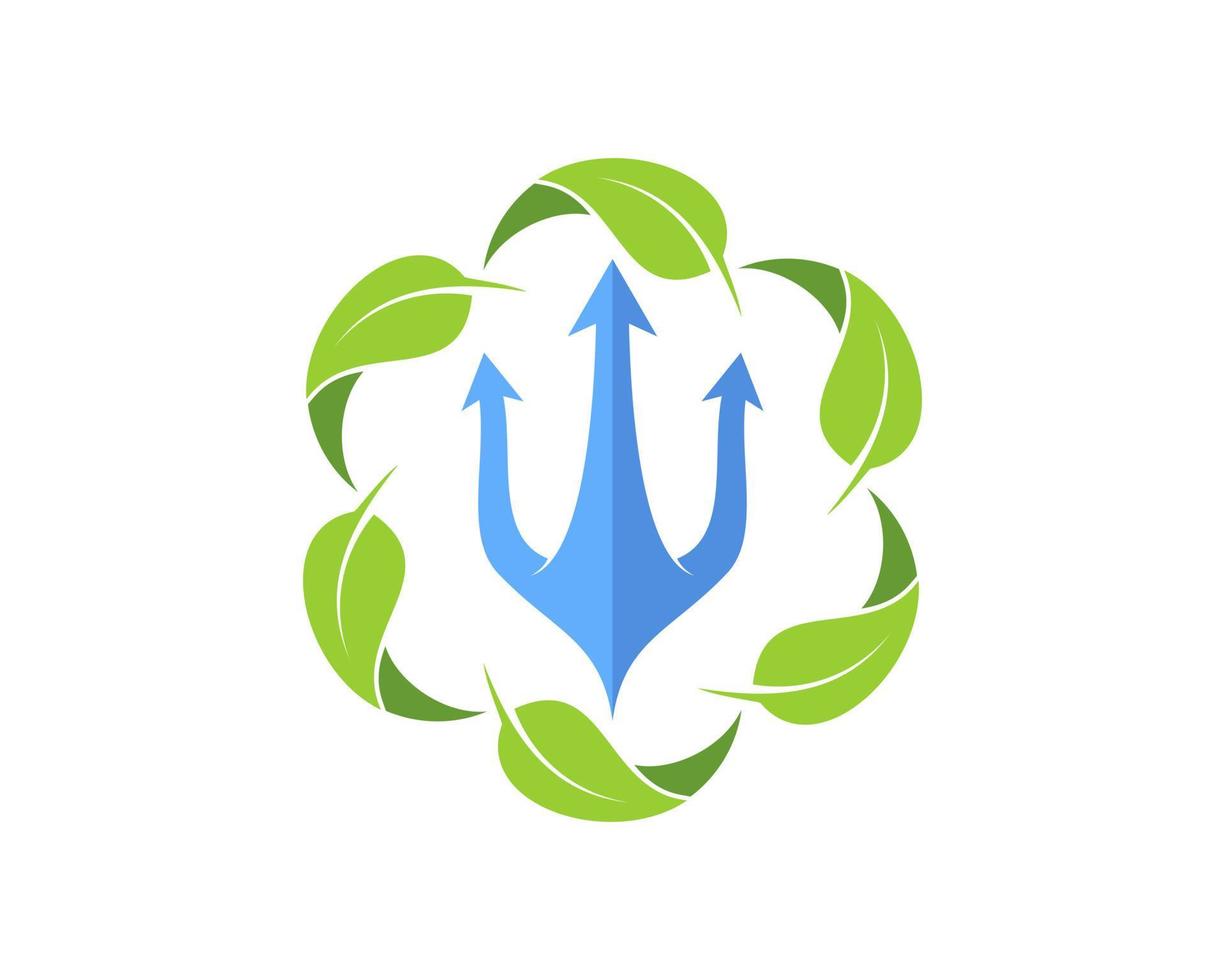Circular nature leaf tree with trident inside vector