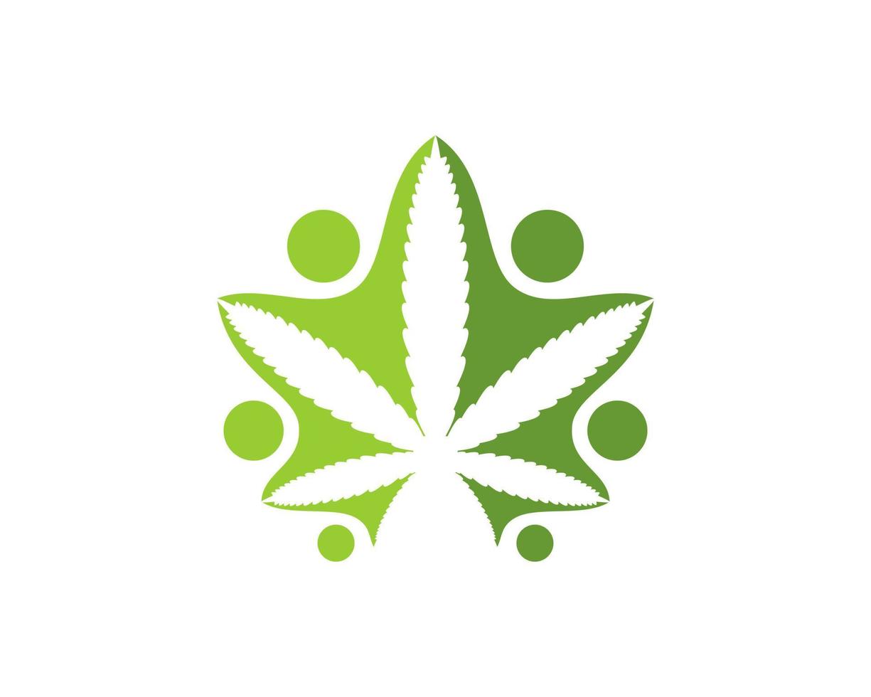 Cannabis leaf with abstract connection people vector