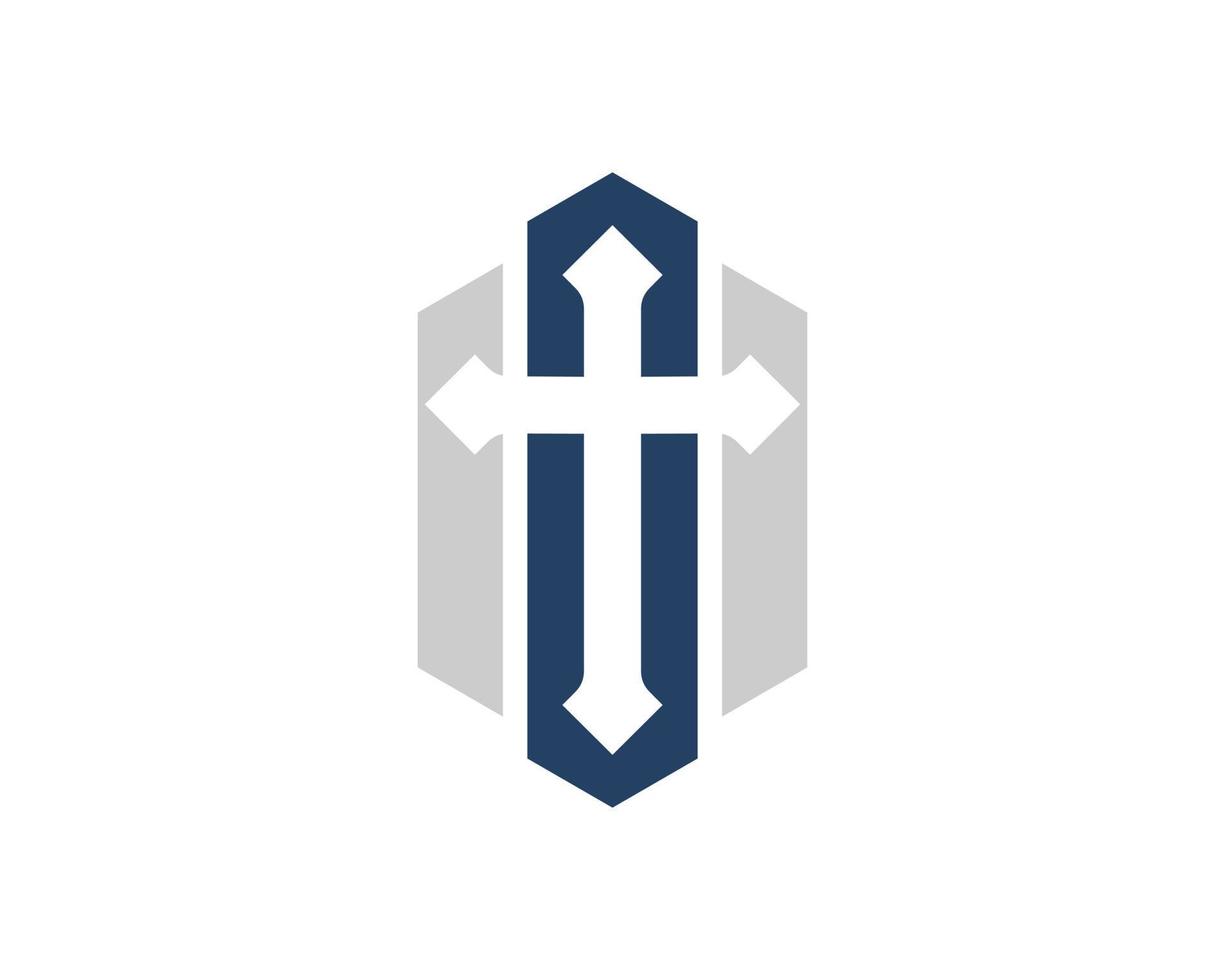 Abstract shape with religion cross inside vector