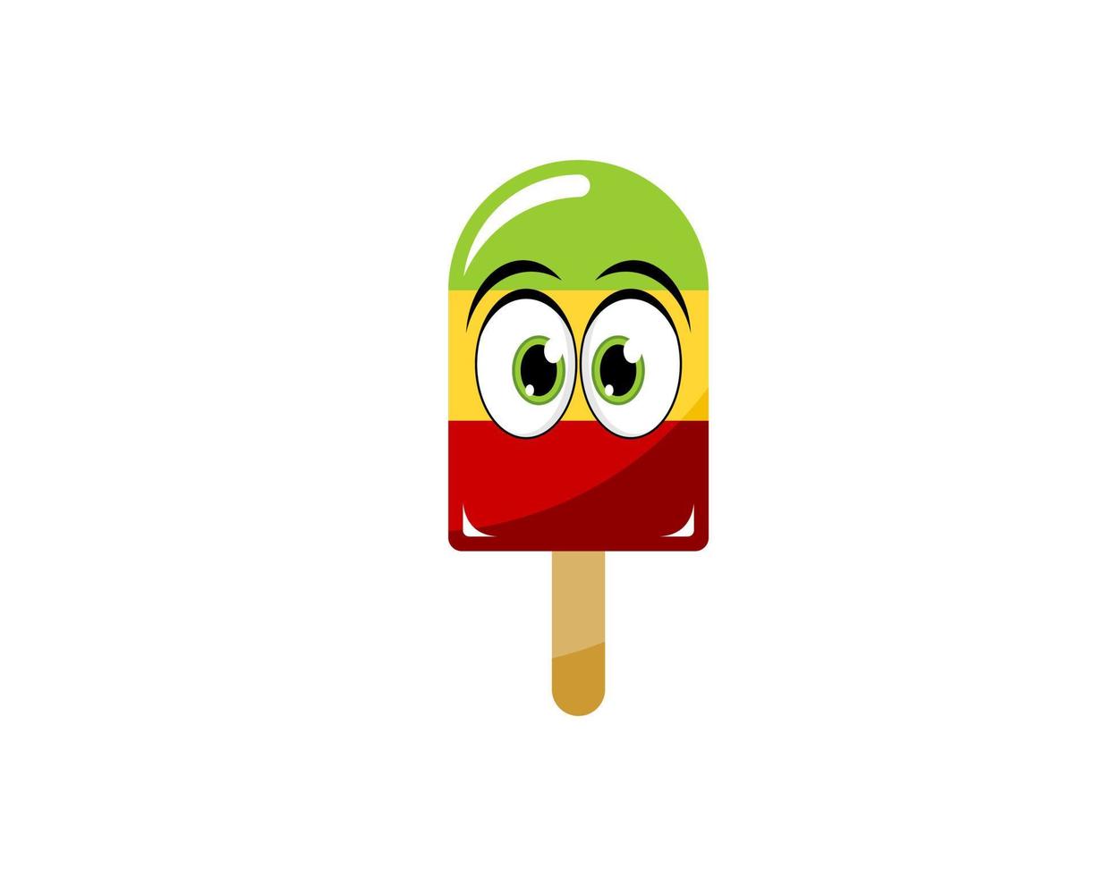 Rainbow ice cream with cartoon face inside vector