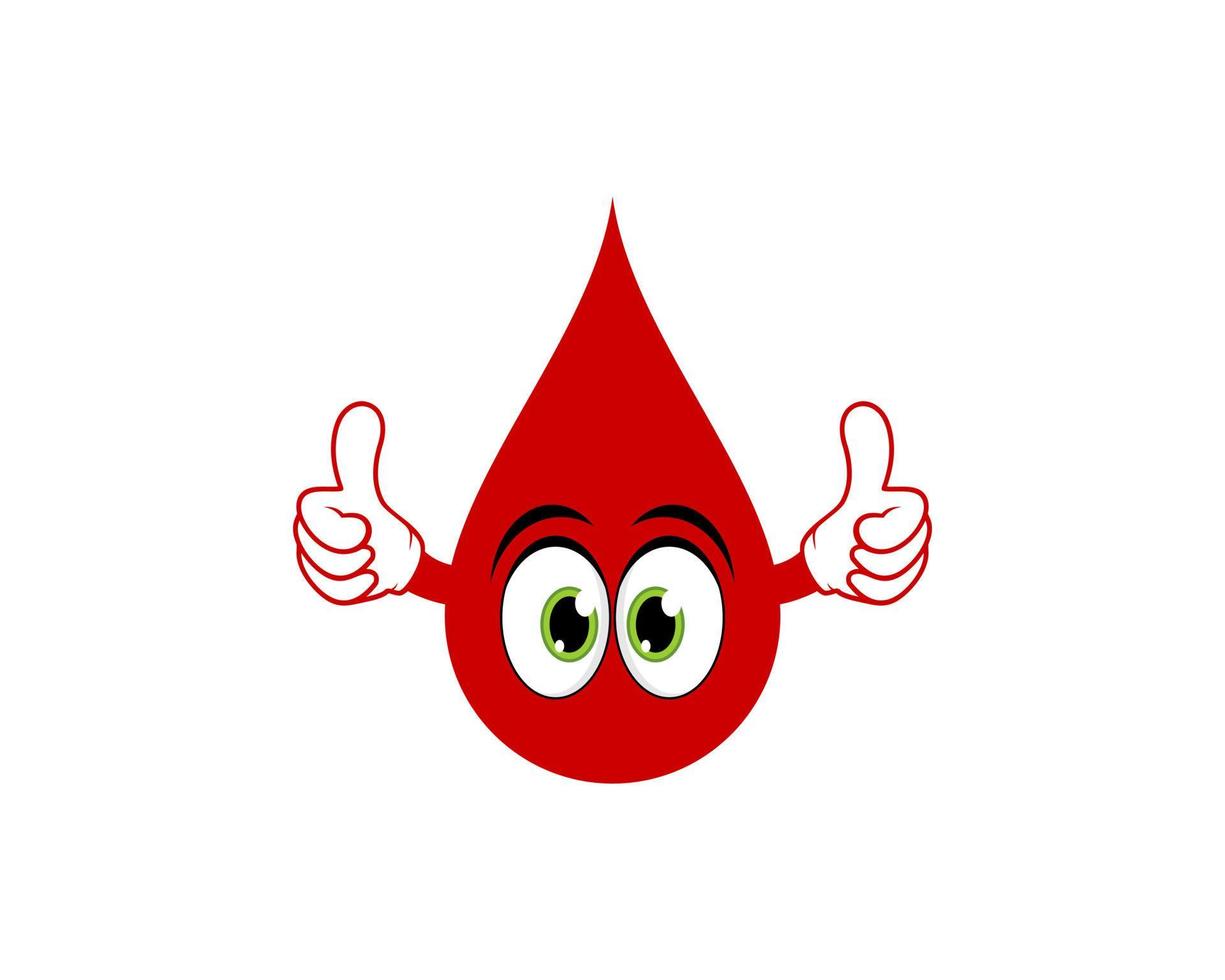 Red blood with eye cartoon and hand vector