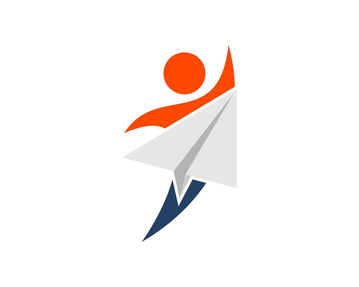 Jump happy people with paper plane inside vector