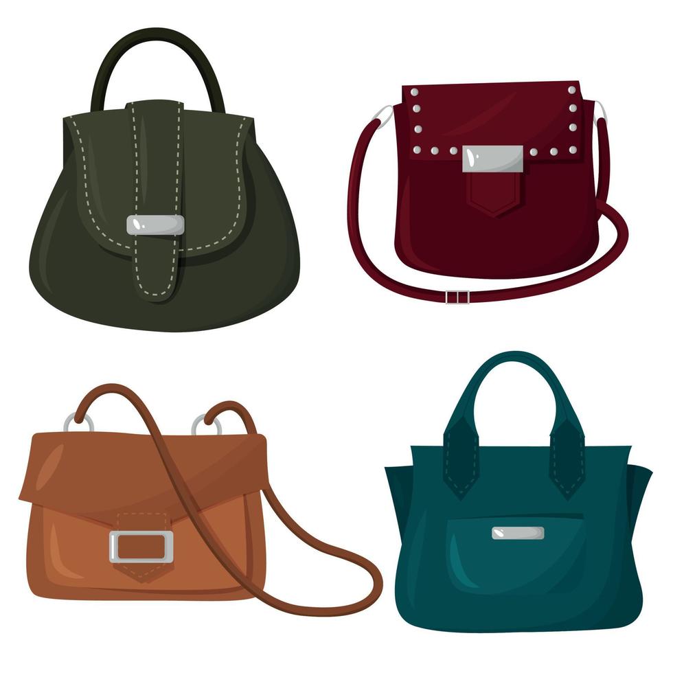 Vector set of women's handbags. Women's bag. Flat design, vector illustration.
