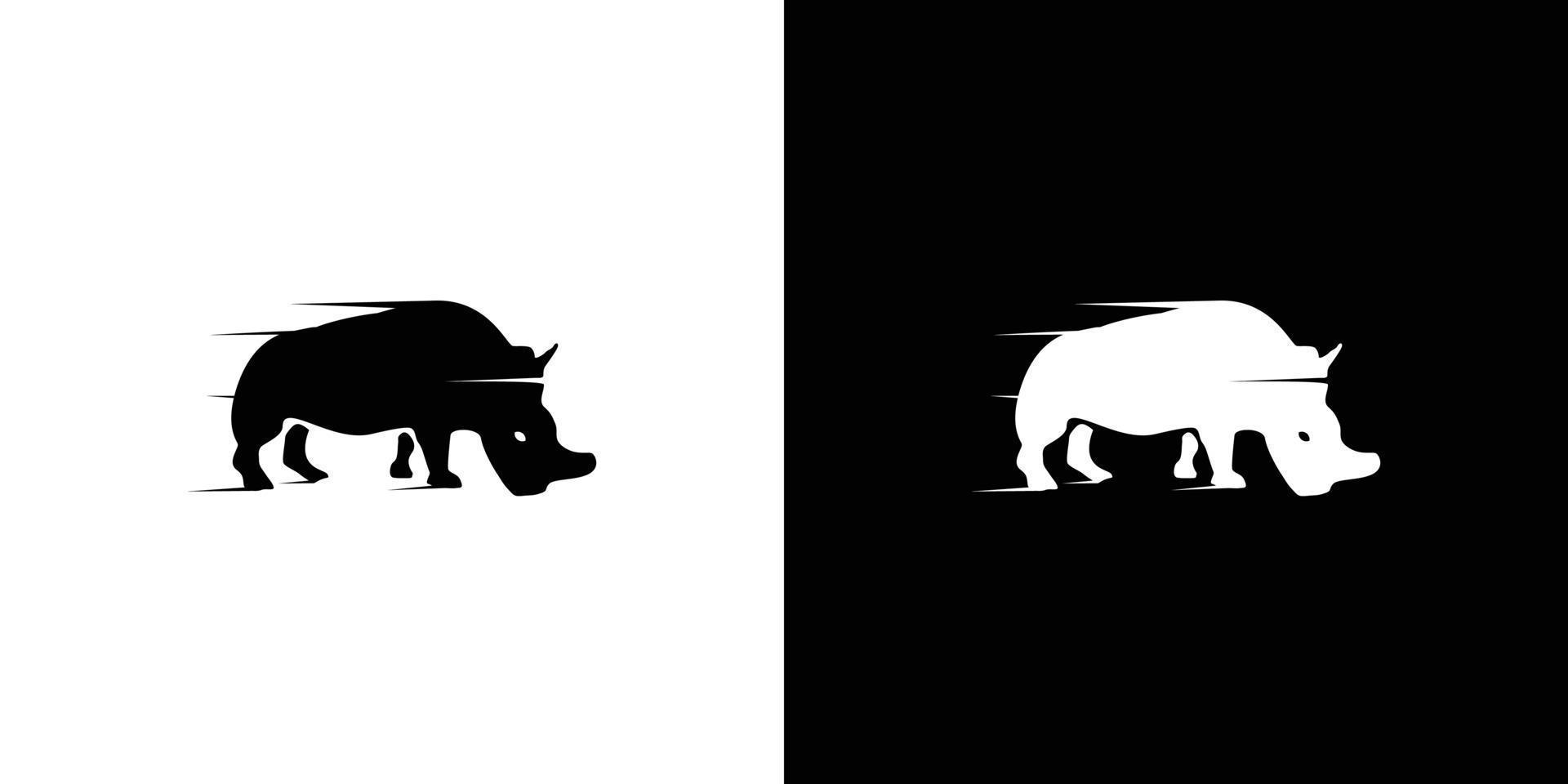 Simple and cool running rhino illustration logo vector