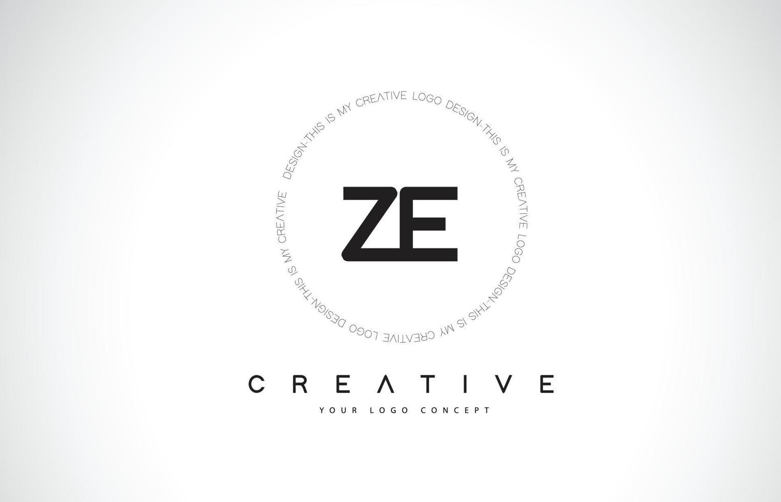 ZE Z E Logo Design with Black and White Creative Text Letter Vector. vector