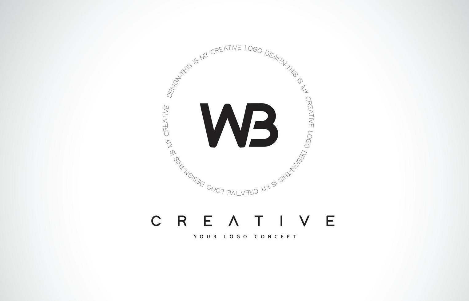 WB W B Logo Design with Black and White Creative Text Letter Vector. vector