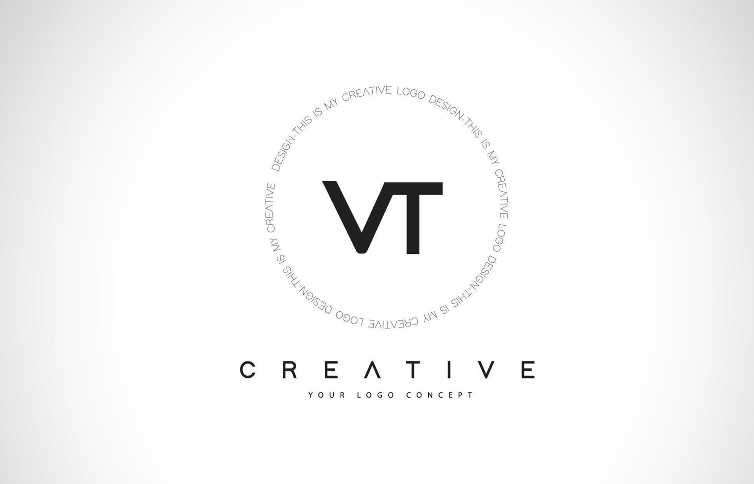 VT V T Logo Design with Black and White Creative Text Letter Vector. vector